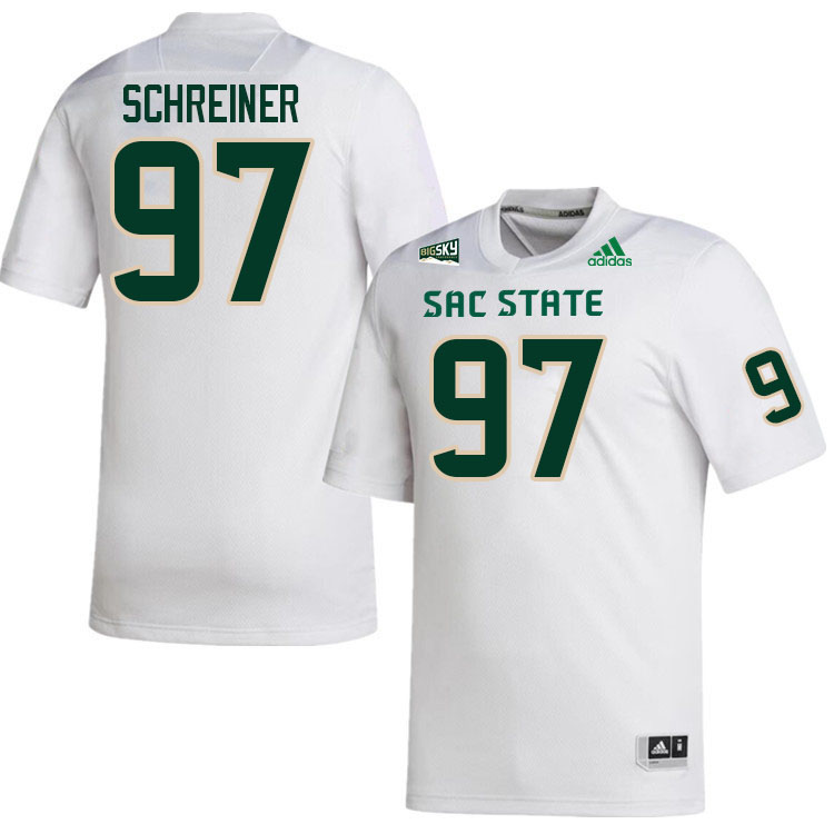 Sacramento State Hornets #97 Zach Schreiner College Football Jerseys Stitched Sale-White